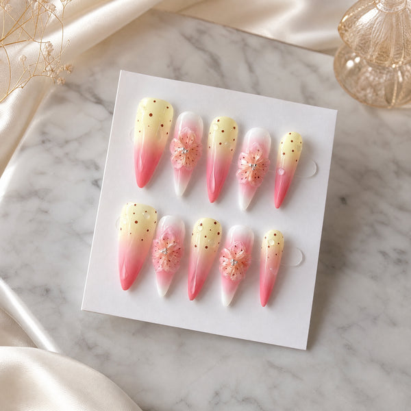 Peach Star Sprinkle Pastel Star Press-On Nails - Handmade 10pc Set